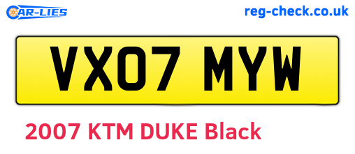 VX07MYW are the vehicle registration plates.