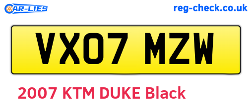 VX07MZW are the vehicle registration plates.