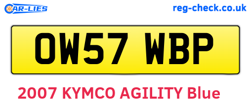 OW57WBP are the vehicle registration plates.