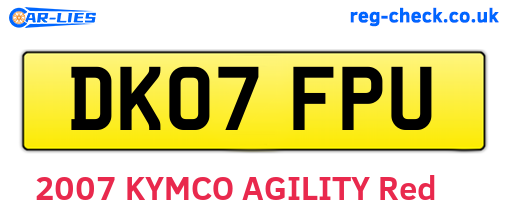DK07FPU are the vehicle registration plates.