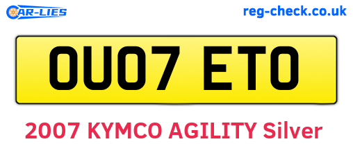OU07ETO are the vehicle registration plates.