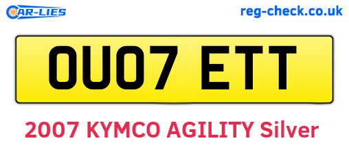 OU07ETT are the vehicle registration plates.