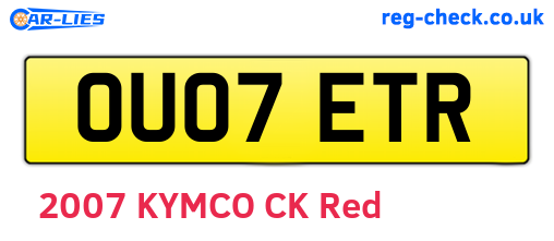 OU07ETR are the vehicle registration plates.