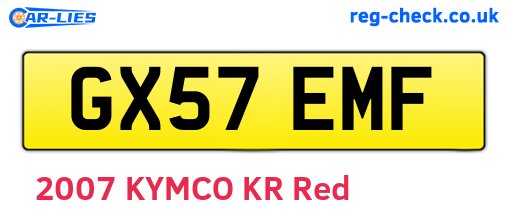 GX57EMF are the vehicle registration plates.