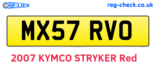MX57RVO are the vehicle registration plates.
