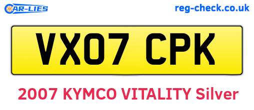 VX07CPK are the vehicle registration plates.