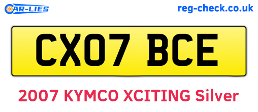 CX07BCE are the vehicle registration plates.