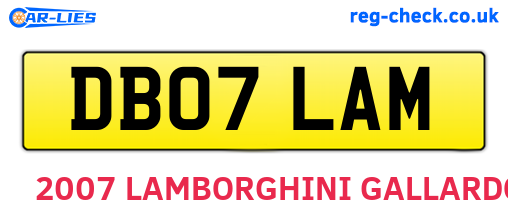 DB07LAM are the vehicle registration plates.