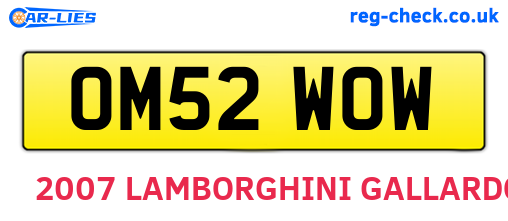 OM52WOW are the vehicle registration plates.