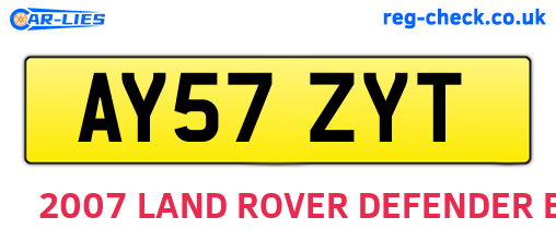 AY57ZYT are the vehicle registration plates.