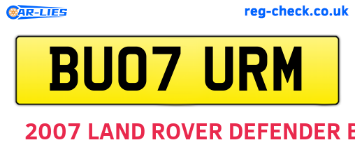 BU07URM are the vehicle registration plates.