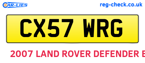 CX57WRG are the vehicle registration plates.