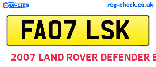 FA07LSK are the vehicle registration plates.