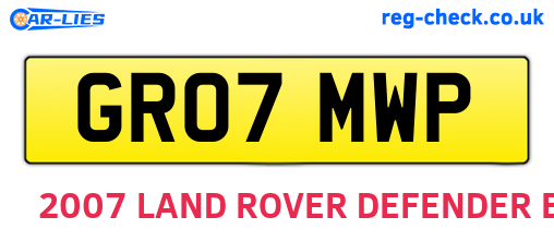 GR07MWP are the vehicle registration plates.