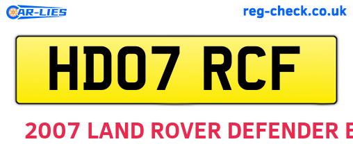 HD07RCF are the vehicle registration plates.