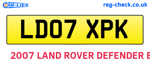LD07XPK are the vehicle registration plates.
