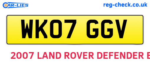 WK07GGV are the vehicle registration plates.