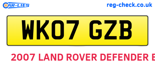 WK07GZB are the vehicle registration plates.