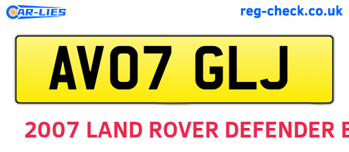 AV07GLJ are the vehicle registration plates.