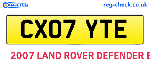 CX07YTE are the vehicle registration plates.