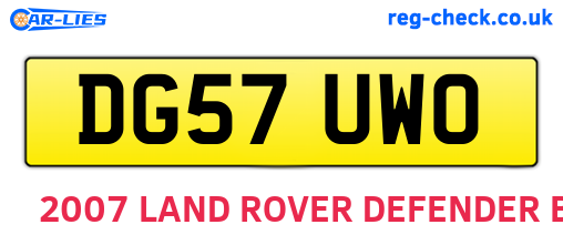 DG57UWO are the vehicle registration plates.