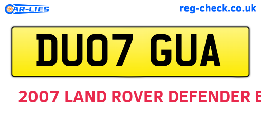 DU07GUA are the vehicle registration plates.