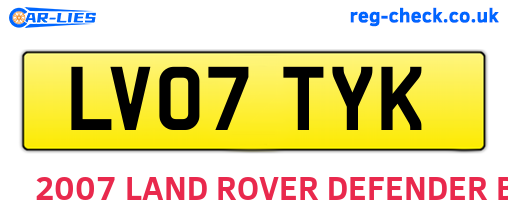 LV07TYK are the vehicle registration plates.