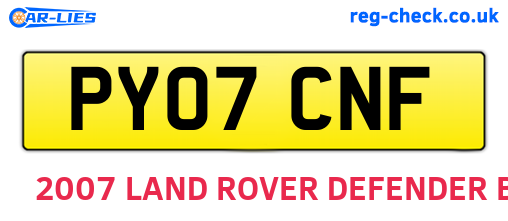 PY07CNF are the vehicle registration plates.