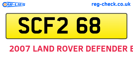 SCF268 are the vehicle registration plates.