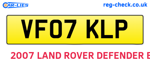 VF07KLP are the vehicle registration plates.