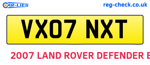 VX07NXT are the vehicle registration plates.