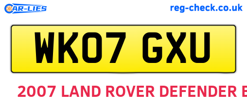 WK07GXU are the vehicle registration plates.