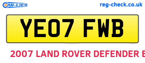 YE07FWB are the vehicle registration plates.