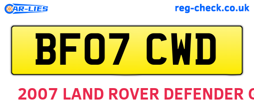 BF07CWD are the vehicle registration plates.