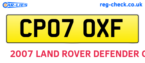 CP07OXF are the vehicle registration plates.
