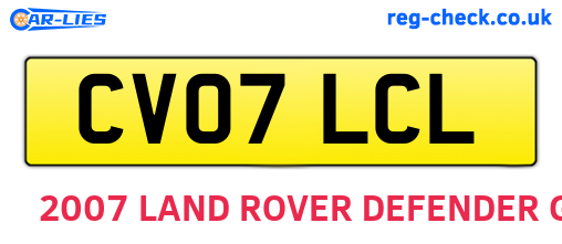 CV07LCL are the vehicle registration plates.