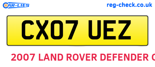 CX07UEZ are the vehicle registration plates.