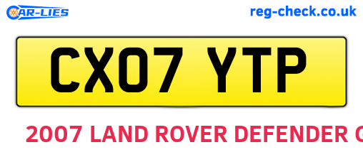 CX07YTP are the vehicle registration plates.