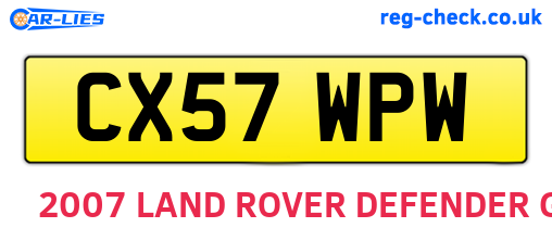 CX57WPW are the vehicle registration plates.