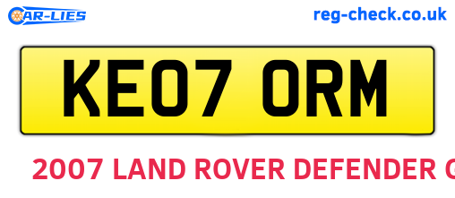 KE07ORM are the vehicle registration plates.