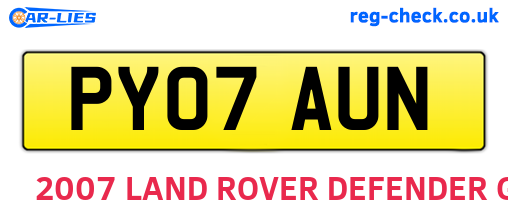 PY07AUN are the vehicle registration plates.