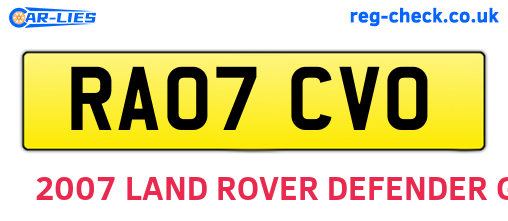 RA07CVO are the vehicle registration plates.