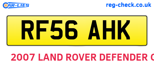 RF56AHK are the vehicle registration plates.