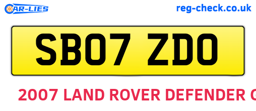 SB07ZDO are the vehicle registration plates.