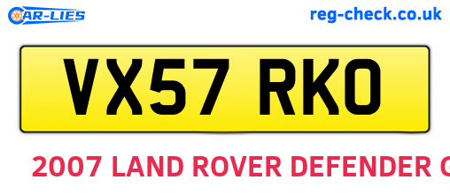 VX57RKO are the vehicle registration plates.