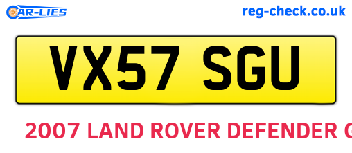 VX57SGU are the vehicle registration plates.