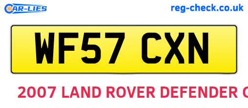 WF57CXN are the vehicle registration plates.