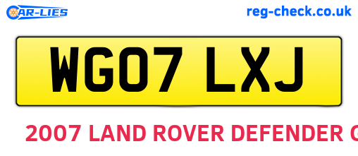WG07LXJ are the vehicle registration plates.