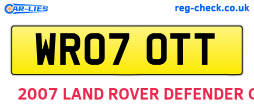 WR07OTT are the vehicle registration plates.