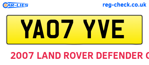 YA07YVE are the vehicle registration plates.